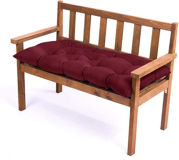 Srutirbo Indoor Outdoor Bench Cushion, Waterproof Swing Cushion Seat Chair Replacement Pads Pillow for Lounger Garden Furniture Patio Metal Wooden (Burgundy, 47 * 20inch)