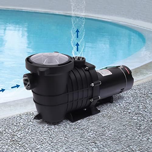 1.5 HP In Ground Swimming Pool Pump 110V Self Priming | Powerful Self Priming Pool Pumps 100 GPM, High-Efficiency Motor Iron Shell & PP Body, 1/2" NPT Unions & On/Off Power Switch