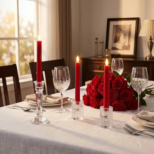 Simplelight Red Flameless Taper Candles with Timer, 9 Inch, Pack of 4 - Image 6