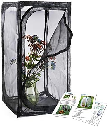 30" Heavy Duty Monarch Butterfly Habitat, Outdoor Collapsible Insect Mesh Cage Terrarium Pop-up with Zipper Protection (Black) by RESTCLOUD