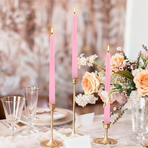 50-Pack Pink 10-Inch Taper Candles: Unscented Dripless Candlesticks with 8-Hour Burn Time - Elegant Dinner Candles for Valentine's Day, Romantic Dinners, Wedding Centerpieces, & Special Event Decor - Image 5