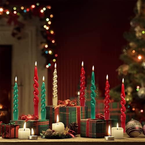 MAITREYA Navy Taper Candles Conical Stick Candles Spiral Taper Candles-Set of 4 for Decoration Weddings Party Church-Unscented Dripless Candles,10inch(C-Navy Blue) - Image 4