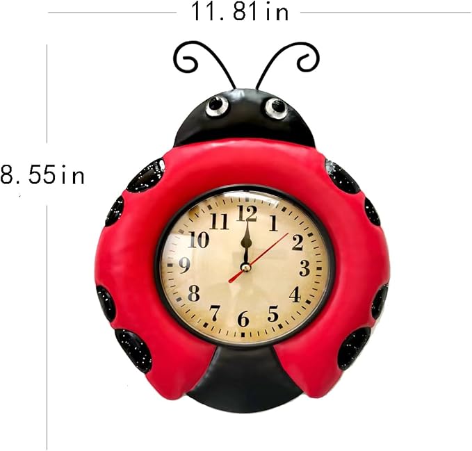 TXYS Wall Clock for Home Ladybug Decor Art Decorations Great for Office/Outside Clock (Ladybug Clocks)