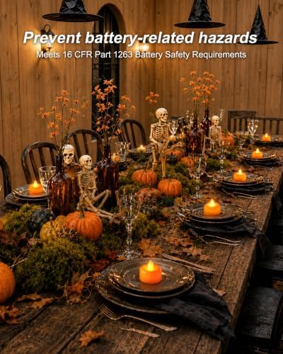 Amagic 12Pack Halloween Orange LED Tea Lights Candles Battery Operated - Image 3