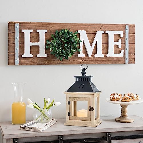 NEEDOMO 13" Farmhouse Decor Wooden Candle Lantern Indoor, Large Table Centerpiece Lanterns Decorative Outdoor, Hanging Rustic Candle Holders for Shelf Wedding Living Room Patio - Image 4
