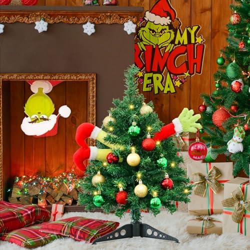 Small Christmas Tree Mini Christmas Tree with LED Lights Arms and Legs Tabletop Decoration Ornaments for Indoor Home Party Decor - Image 5