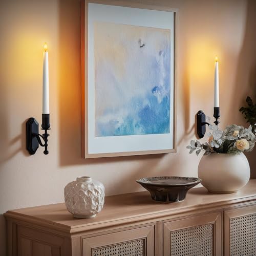 12 Pcs Flameless Taper Candles with Remote and Timer, 9.6 Inches Plastic LED Candlesticks, White Battery Operated Window Candles, for Home Wedding Christmas Party Decoration - Image 3
