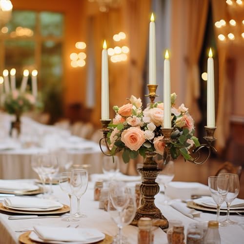 Flameless Taper Candles with Remote Control and Timer, Battery Operated LED Candlesticks with Flickering 3D Flame, 9.6×0.8 Inches Plastic Fake Candles for Christmas, Wedding and Home Decor (Ivory, 15) - Image 2