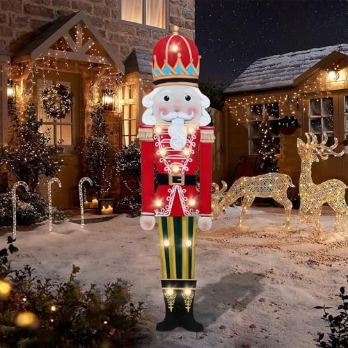 Afirst Christmas Yard Sign Nutcracker with LED Lighted Metal Stakes Decor by Afirst