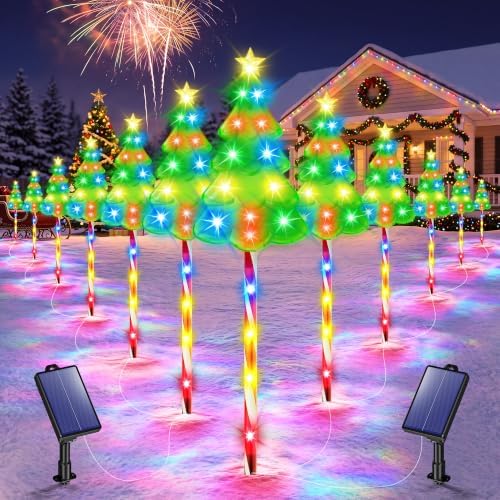 Solar Christmas Decorations, Christmas Tree Pathway lights Outdoor by AOUNQ