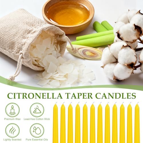 Citronella Taper Candles, 12-Pack 10-Inch Long Citronella Candle Sticks - Image 2