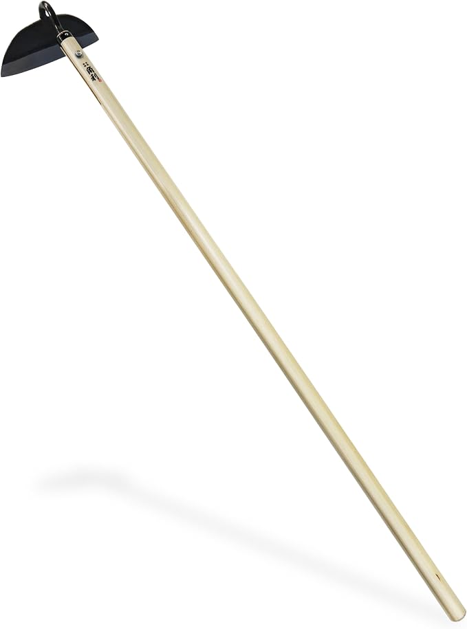 KAKURI Japanese Garden Hoe Heavy Duty 50" Long Handle for Weeding - Draw Hoe Weeder Tool - Sharp Japanese Steel Blade & Wooden Handle - Made in Japan