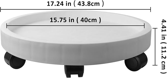 2Pack 17.2'' Large Plant Stand with Wheels, Plant Stand Dolly for Heavy Planter,Wheeled Planter Saucer Tray,Rolling plant stand,Heavy-Duty Plant Caddy with Casters for Indoor and Outdoor(White)