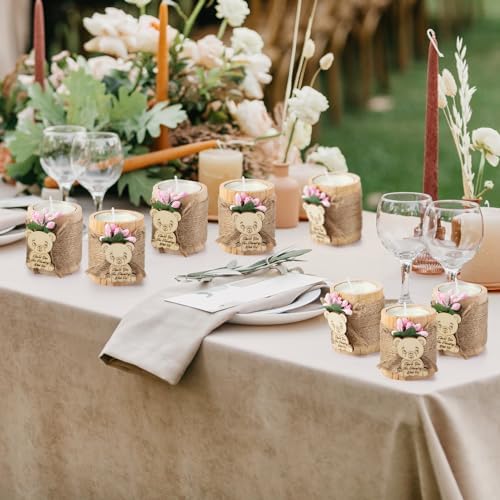 Treela 12 Pcs Wooden Tealight Candle Holders Baby Shower Party Favors for Guests Gender Reveal Bridal Shower Baptism Christening Thank You Gifts Decorative for Table Centerpiece(Light Pink) - Image 6