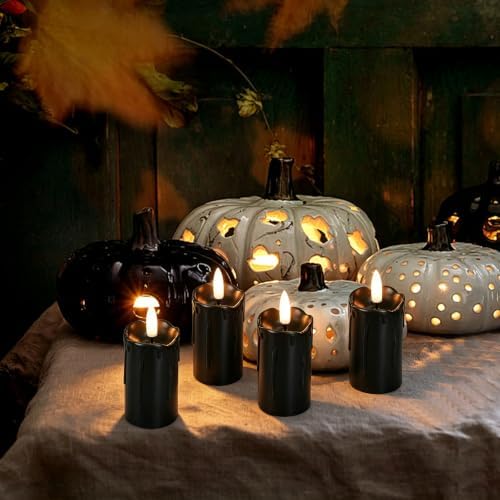 6 PCS Flameless Votive Candles with Timer Battery Operated Black - Image 4