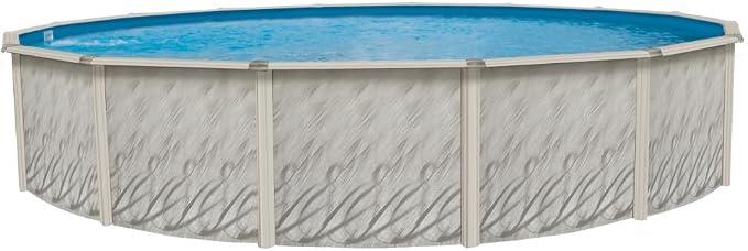Pools 'Meadows' 18 ft Round Above Ground Swimming Pool | 52 Inch Resin Protected Steel Sided Walls | Bundle Includes: 25 Gauge Overlap Liner & Widemouth Skimmer