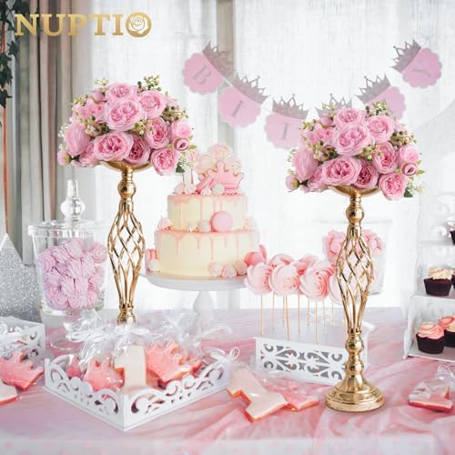 NUPTIO Gold Centerpiece Stand for Table, Twist Style, 20.5" Tall, 2 Pcs - Image 3