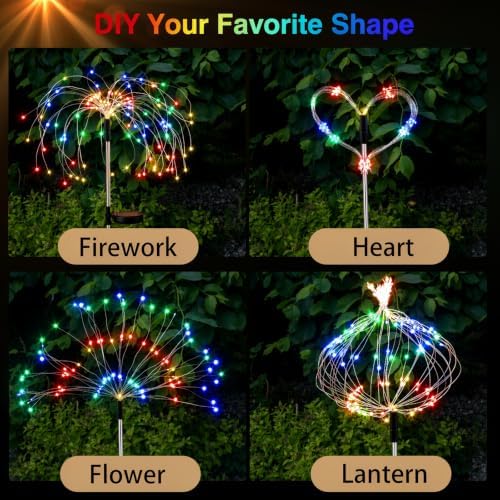 Lewondr 4 Pack Firework Solar Garden Lights Outdoor 8 Modes - Image 6