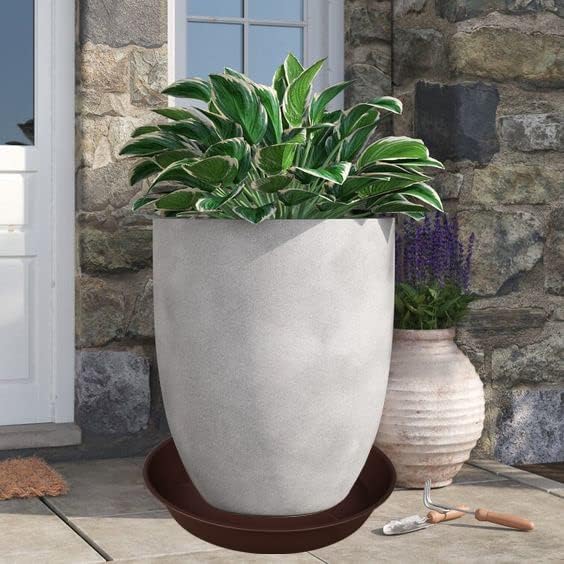 2 Pack of 20 22 inch Plant Saucer, 3.6" Depth Tray, Large Deep Heavy Duty Saucers for Pots, Garden Plastic Flower Plant Trays for Indoors Outdoor, Tray for Planter 19-23" (Brown)