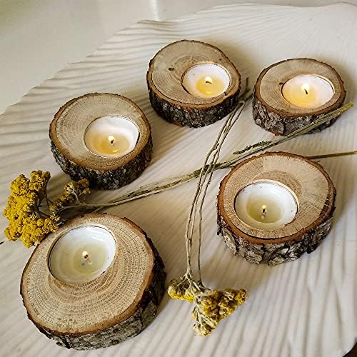 Wooden Tealight Candle Holder - 50 Adorable Thank You Gifts, Perfect for Wedding Favors, Ideal Rustic Decor Piece and Party Decoration - Customize and Gift (50, Undecorated) - Image 6