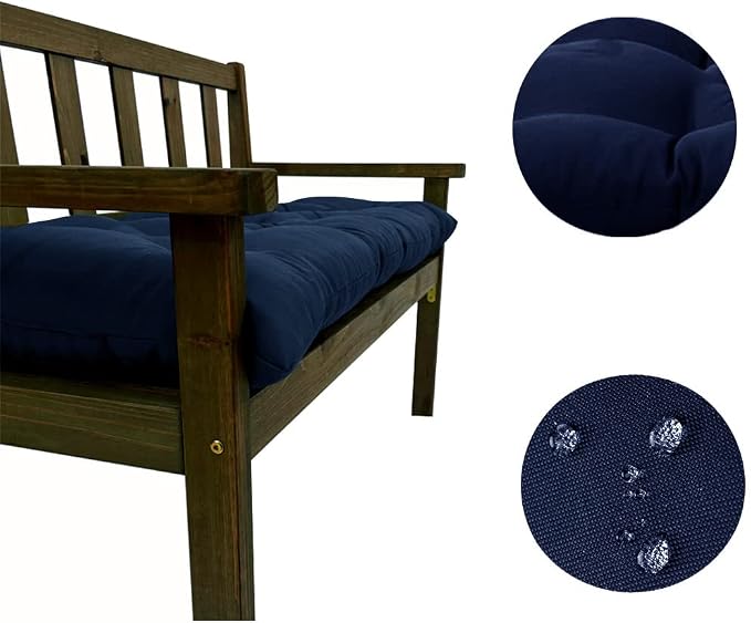 Srutirbo Indoor Outdoor Bench Cushion, Waterproof Swing Cushion Seat Chair Replacement Pads Pillow for Lounger Garden Furniture Patio Metal Wooden (Navy Blue, 39 * 20inch)