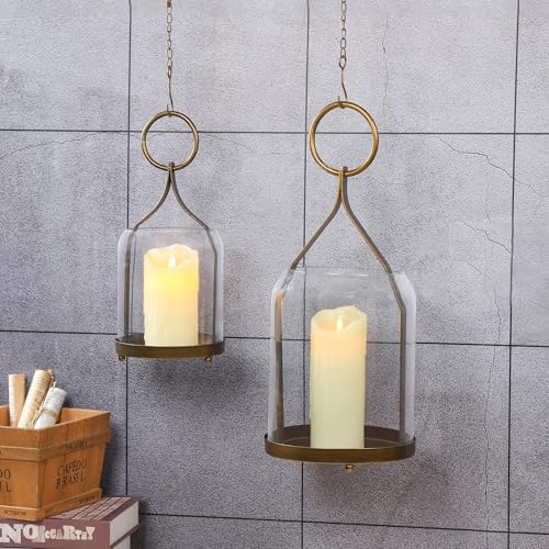 6" Wide Modern Hurricane Candle Holder with Handmade Scandinavian Glass Sleeve in Antique Brass for Pillar Candle & Plants, Hurricane Lantern Industrial, Minimalistic, Shabby Chic (1, Brass, 6"x10") - Image 6