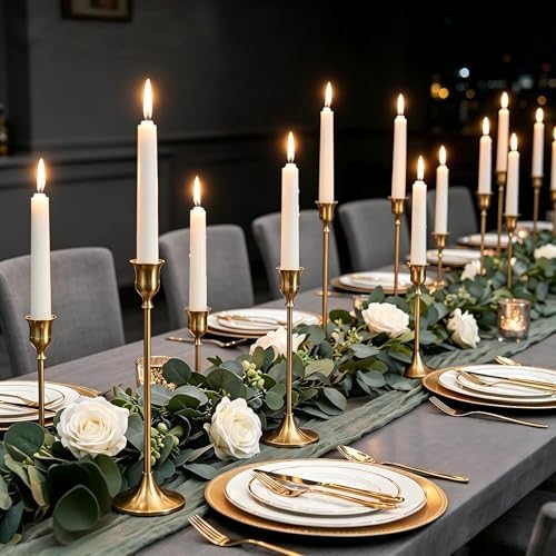 NUPTIO Gold Candlestick Holders Bulk: Solid Aluminum - Set of 30 by Nuptio