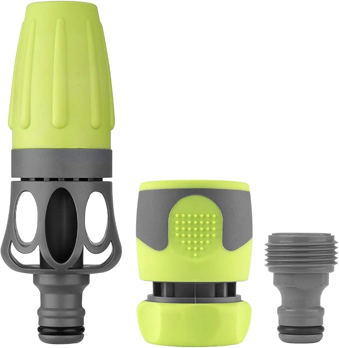 Flexzilla Garden Hose with SwivelGrip, 5/8 in. x 75 ft., Heavy Duty, Lightweight & 6-Pattern Adjustable Garden Hose Nozzle & Garden Hose Nozzle Kit, 3-Piece - HFZGAK01
