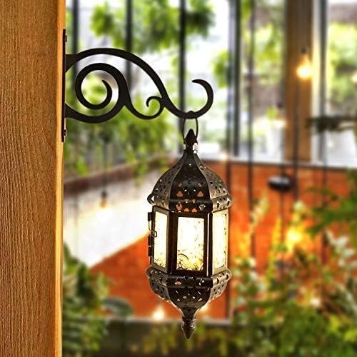 6-Inch Outdoor Indoor Decorative Iron Lantern Wall Hooks Hangers for Hanging Wind Chimes Hummingbird Feeders Candle Holders(Black, Set of 2) - Image 2