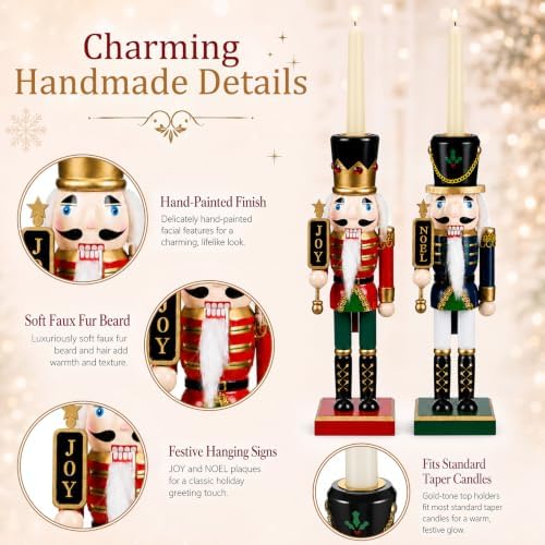 2 Pcs Christmas Nutcracker Candle Holder Nutcracker Candlestick - Image 3