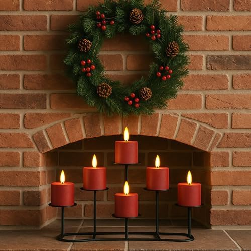 Smtyle Fireplace Christmas Candelabra Candle Holder - Black Matte Geometric Multi Tier Design, Stable Base, Perfect for Pillar Candles, Modern Minimalist Home Decor Accent - Image 5