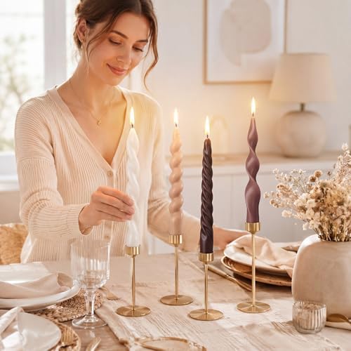Nuanchu 4 Pcs Twisted Taper Candles,7.87 Inch,Pure,Mocha Brown - Image 5