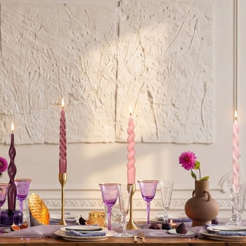 Nuanchu 4 Pcs Twisted Taper Candles,7.87 Inch,Pure,Purple - Image 4