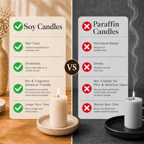 White Unscented Soy Pillar Candles, Non-Toxic 2x3 Inch Candle,27 H,6 Pack - Image 3