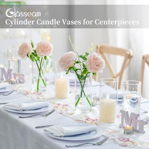 Glasseam Glass Cylinder Vase for Centerpiece, 12Pcs Small Clear Flower Vase - Image 4