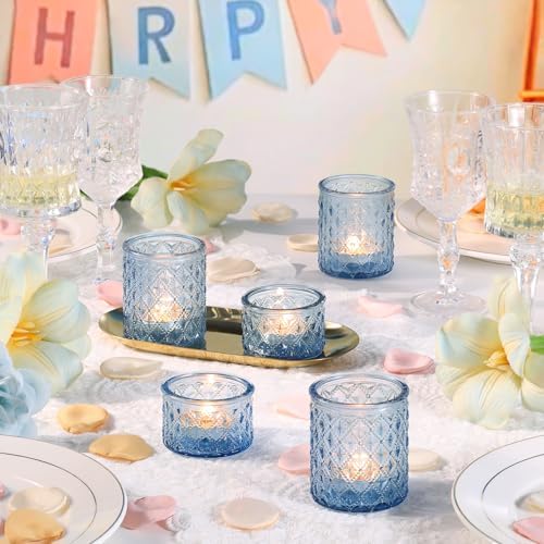 20 Pcs Blue Votive Candle Holders Glass Tea Light Candle Holder Bulk - Image 5