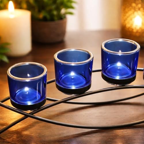Seraphic Dining Table Centerpiece Decorations, Tealight Candle Holder, Blue - Image 5