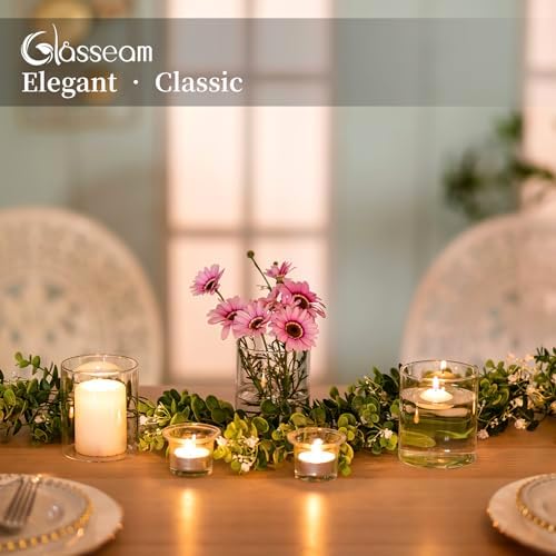 Glasseam Glass Hurricane Candle Holder Set of 12, Cylinder Pillar Candle Holders for Table, Modern Floating Candle Decorations, Clear Glass Cylinder Vase for Centerpieces Wedding Dining Table, 4inch - Image 4