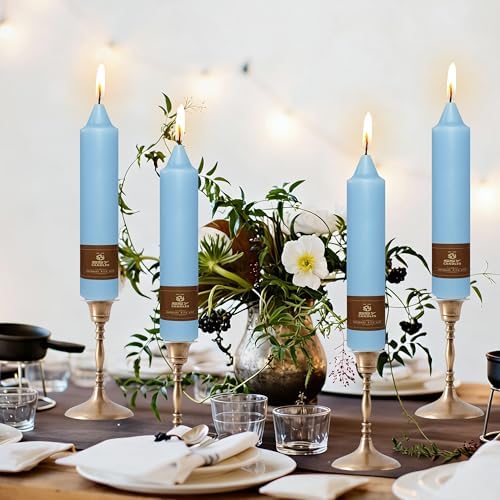 4 Pack Taper Candles Blue Tapered Candles 7 Inch Smokeless Candle Unscented Short Candlesticks Ideal for Weddings Dinner Parties Home Decor - Image 6