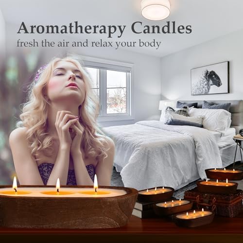 Aromatherapy Candle, SEVEYEE Vanilla Candle 3wicks 12oz, Large Wooden Bowl Candles for Women,Girl Birthday Gift - Image 4