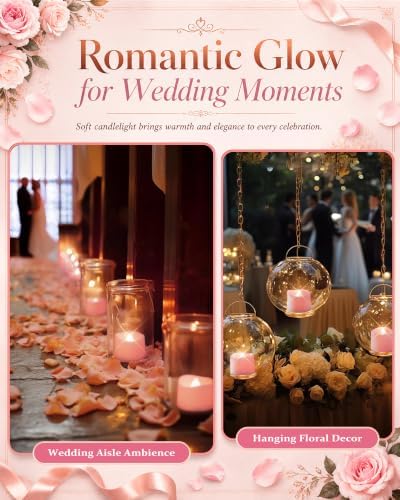 Homemory 50-Pack Pink Flameless Battery Tea Light Candles, 200+ Hours - Image 6