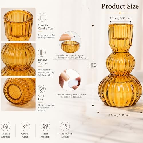 Glass Taper Ribbed Candle Holders Set of 8 - Image 2