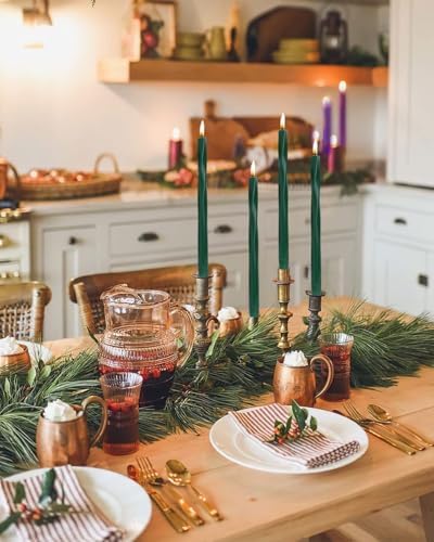 Tall Taper Candles Spiral Taper Candles Candlestick Unscented Christmas Party Gift Winter Holiday Dinner Table Decorations,12 inch,Set of 4,G,Drak Green - Image 4