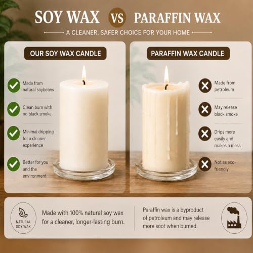 Unscented Soy Pillar Candles,Non-Toxic 2.8x3 Inch Candle,30 H,6 Pack - Image 3