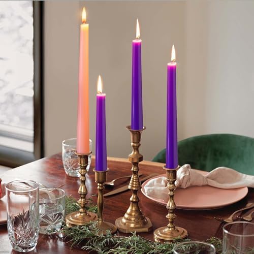 Hausware 36 Pack Taper Candles,27 Purple and 9 Pink,8 Hour Burn Time,Unscented Dripless and Smokeless,10 inch Elegant Premium Quality Dinner Candle for Home Décor,Wedding,Party Candlesticks - Image 3