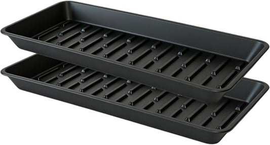 2 Pack Plastic Plant Tray Saucer Rectangular 23 24 Inch, Plant Trays Saucers for Indoor Outdoor, Water Drip Tray for Flower Pot Planter, Windowsill, 8 x 23.6 Inches, Black