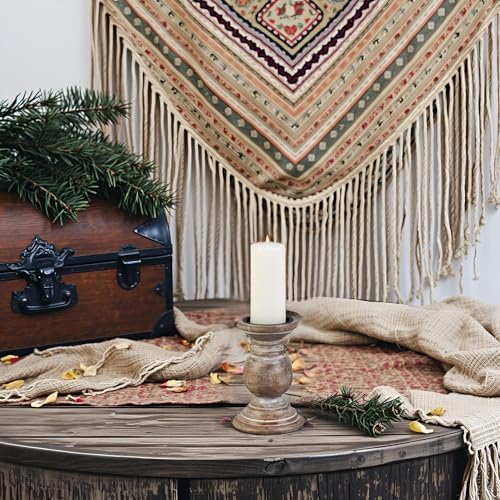 Biedermann & Sons Wooden Pillar Candle Holder, Brown, 6 Inch Tall, Fits Up to 3 Inch Pillar Candles, Rustic Candle Base for Tabletop Decor - Image 3