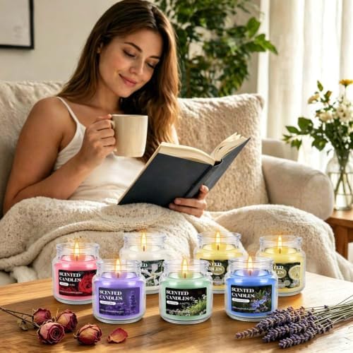 12 Pack Scented Candles Set - 3.5oz Soy Wax Aromatherapy Candles with 6 Fragrances, Long Burning Glass Jar Candles for Home Bedroom Kitchen Bathroom Dining, Gift Set for Women Men - Image 6