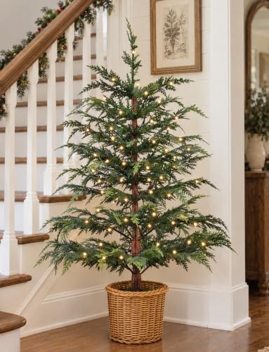 Christmas Decorations 3FT Pre-Lit Artificial Cypress Christmas Tree by ENJOLLY