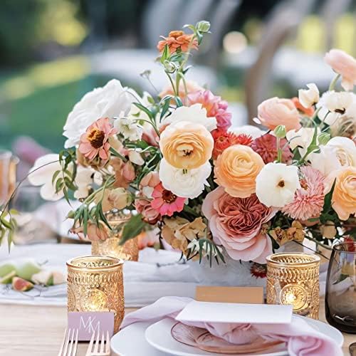 DEVI 24pcs Gold Glass Votive Candle Holders, Wedding Decorations, Gold Centerpieces for Tables, Bridal Shower Fall Party Home Table Decor - Image 6